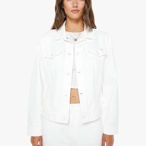 Mother pocket bruiser white denim jacket